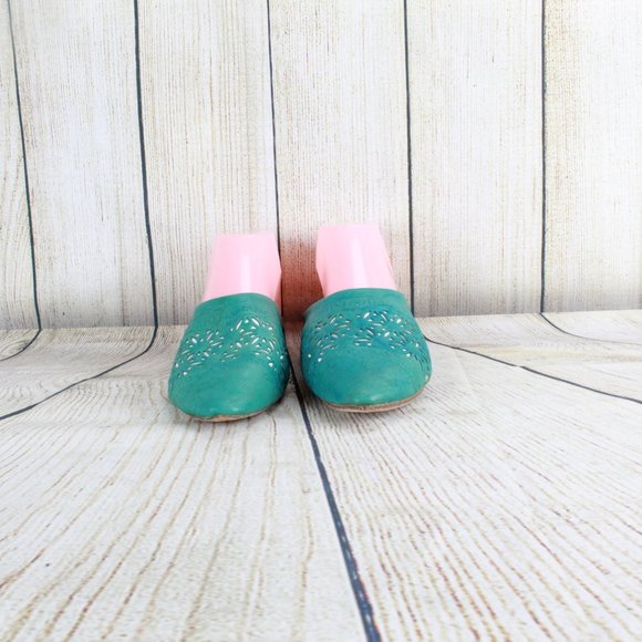 Sahara Pointed Toe Leather Wedge Slide Shoes Sz 6 - Picture 2 of 8